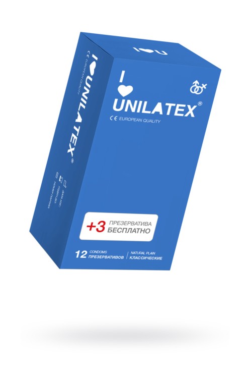 Презервативы Unilatex, natural plain, гладкие, классические, 19 см, 5,4 см, (цена за 1 штуку)