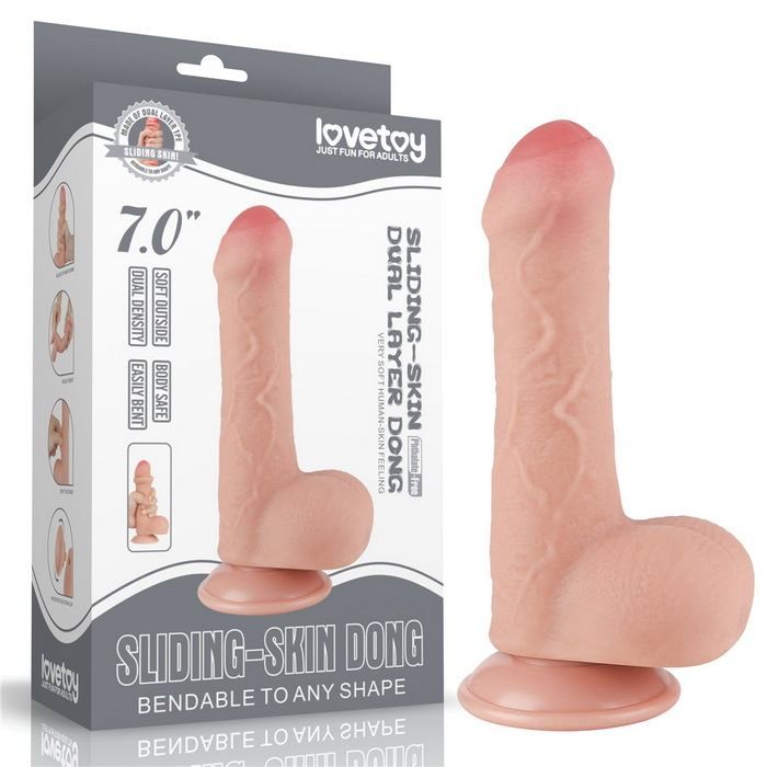 Фаллоимитатор с "подвижной кожей" LoveToy Sliding Skin Dual Layer Dong  LV317201