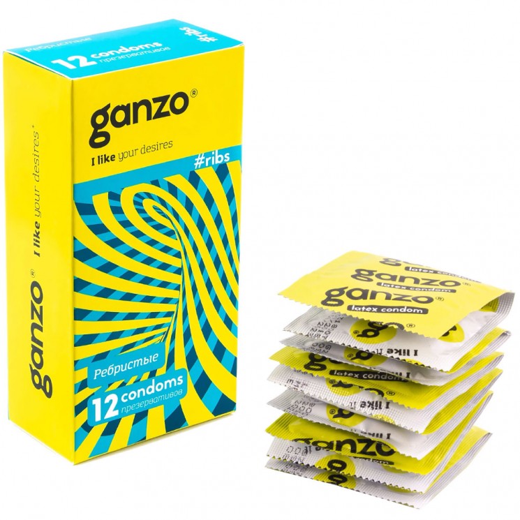 Презервативы ребристые Ganzo Ribs (уп.12 шт, цена за 1 шт)
