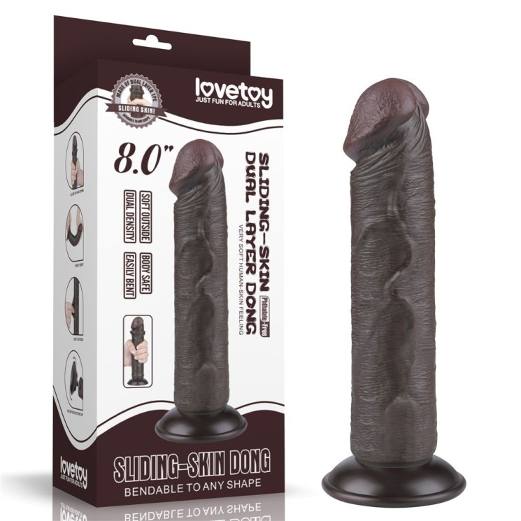 Фаллоимитатор с "подвижной кожей" LoveToy Sliding Skin Dual Layer Dong, коричневый LV317406