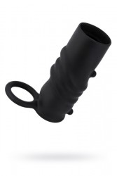 НАСАДКА НА ПЕНИС BLACK & RED BY TOYFA, СИЛИКОН, ЧЁРНАЯ, 13 СМ