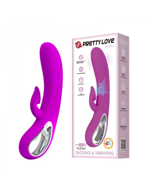 Вибромассажер NICOLA с сосущей стимуляцией клитора 12 функций перезаряжаемый