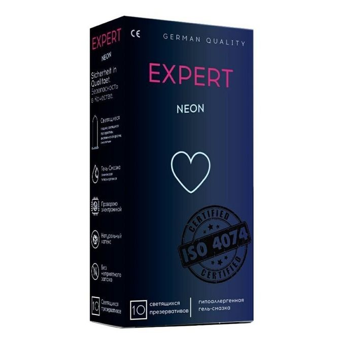 ПРЕЗЕРВАТИВЫ EXPERT NEON № 10 (СВЕТЯЩИЕСЯ), 10 штук