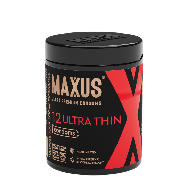 ПРЕЗЕРВАТИВЫ MAXUS ULTRA THIN № 12 X-EDITION (ультратонкие с обильн. смазкой) в кейсе