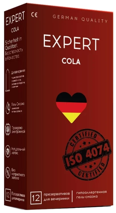 ПРЕЗЕРВАТИВЫ EXPERT COLA № 12 (С АРОМАТОМ КОЛЫ), 12 штук
