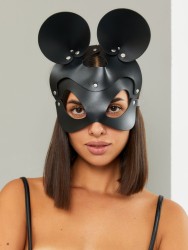 Кожаная маска Мышка со стразами