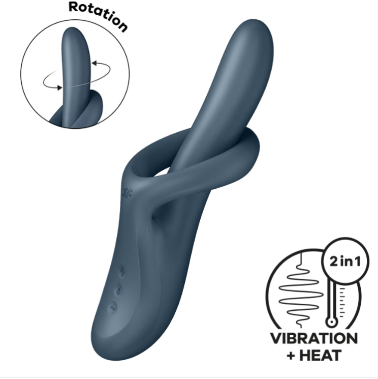 Вибратор с ротацией Satisfyer Heat Flex 4, серый (c подогревом)