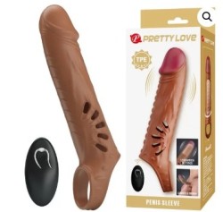 Насадка на пенис с вибрацией и кольцом для мошонки Qwanell