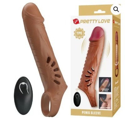 Насадка на пенис с вибрацией и кольцом для мошонки Qwanell